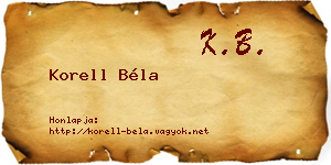 Korell Béla névjegykártya